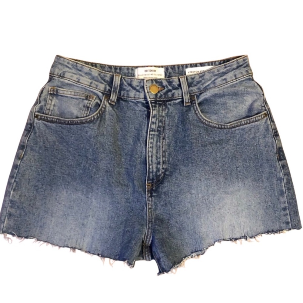 Cotton On Stretch Straight Leg Raw Hem Denim Shorts size 8